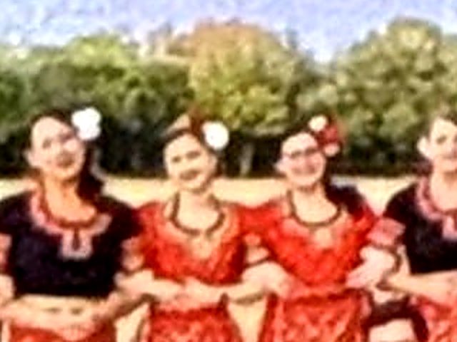 Close-up of red folk costumes